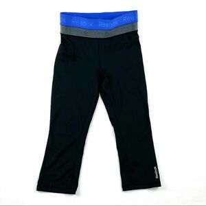 Reebok Black Capri Yoga Workout Compression Leggings‎ Sz Medium
